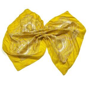 Liberty of London Vintage Yellow Brocade Silk Scarf 23” Square